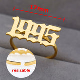 1995 1996 1997 Old English Year Number Rings For women Stainless Steel Wedding Rings Year Ring Best Friend Gifts Bague Femme