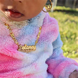 Personalized Necklace Custom Gold Plated Name Necklace Teddy Heart XOXO Chain Double Layer Two Tone with Heart Necklace