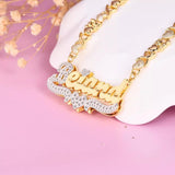 Personalized Necklace Custom Gold Plated Name Necklace Teddy Heart XOXO Chain Double Layer Two Tone with Heart Necklace