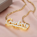 Customized Necklace Personalized Double Layer Two Tone 18K Gold Plated Stainless Steel Handmade Custom Cursive For Women Jewelry