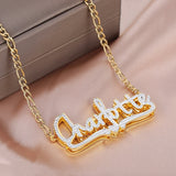 Customized Necklace Personalized Double Layer Two Tone 18K Gold Plated Stainless Steel Handmade Custom Cursive For Women Jewelry